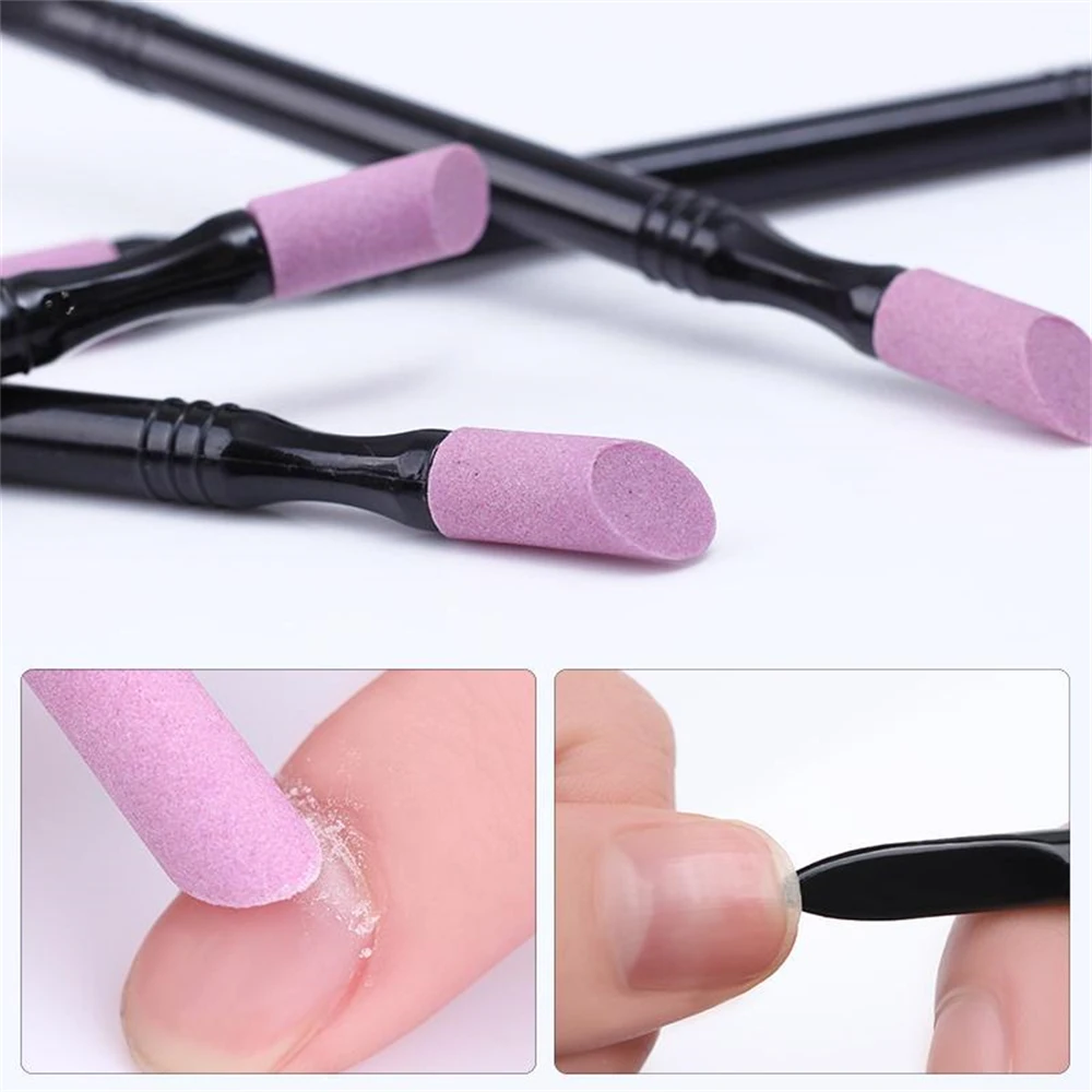 Draagbare Kwarts Nagel Slijpen Nagel Cuticula Verwijderen Handige Houten Stok Voor Design Gel Polish Acryl Manicures Art Tool