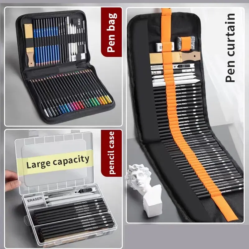 

Набор для рисования: ручки, карандаши, кисти, пенал-органайзер для студентов и художников