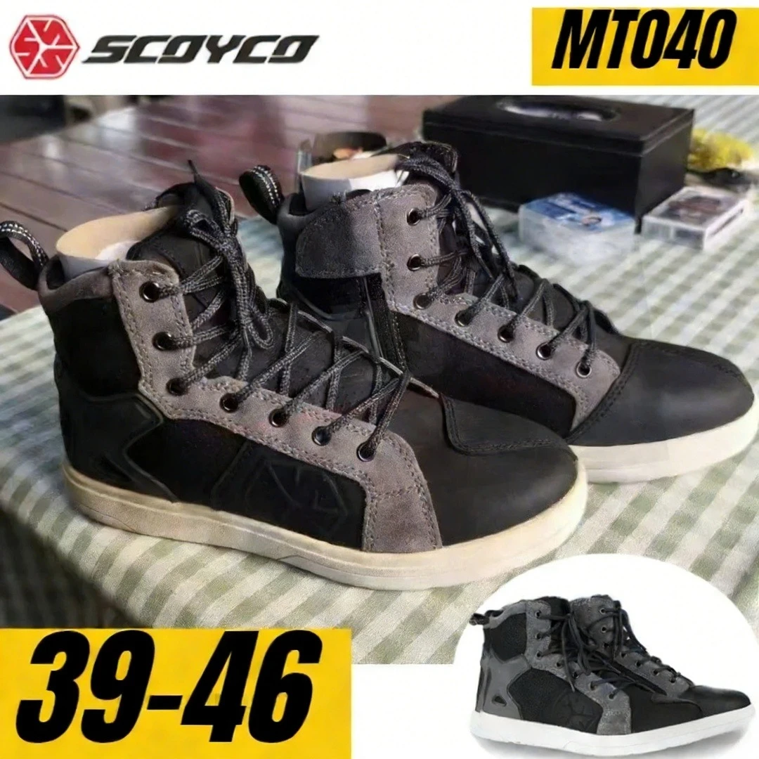 SCOYCO Motos Breathable Anti Slip Wear- Resistant Riders Boots Motorbike Racing Ankle Length Shoes Motorcycle Waterproof Boots
