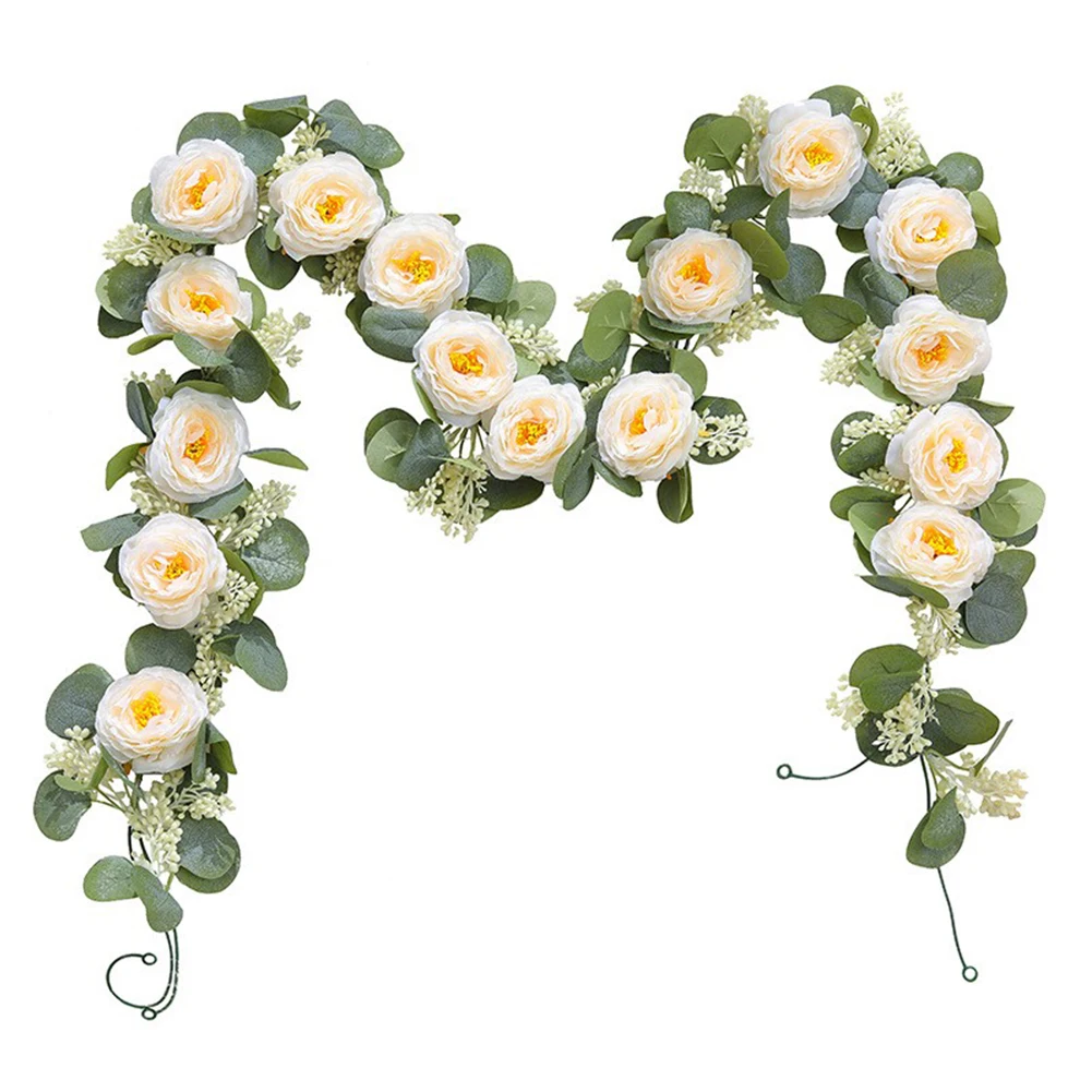 200cm Floral Garland with Peony and Roses for Weddings Parties and Home Decor Realistic Appearance and Flexible Design