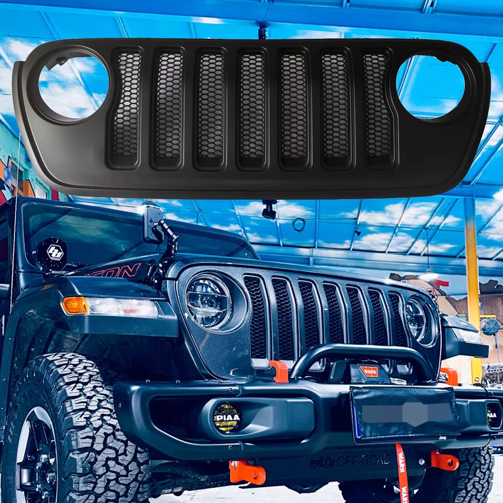 

Front Grill Wrangler Jl Black Car Front Grille Offroad 4XE Car OE Design ABS SXMA JL1299 For Jeep Wrangler JL 2018+ JT