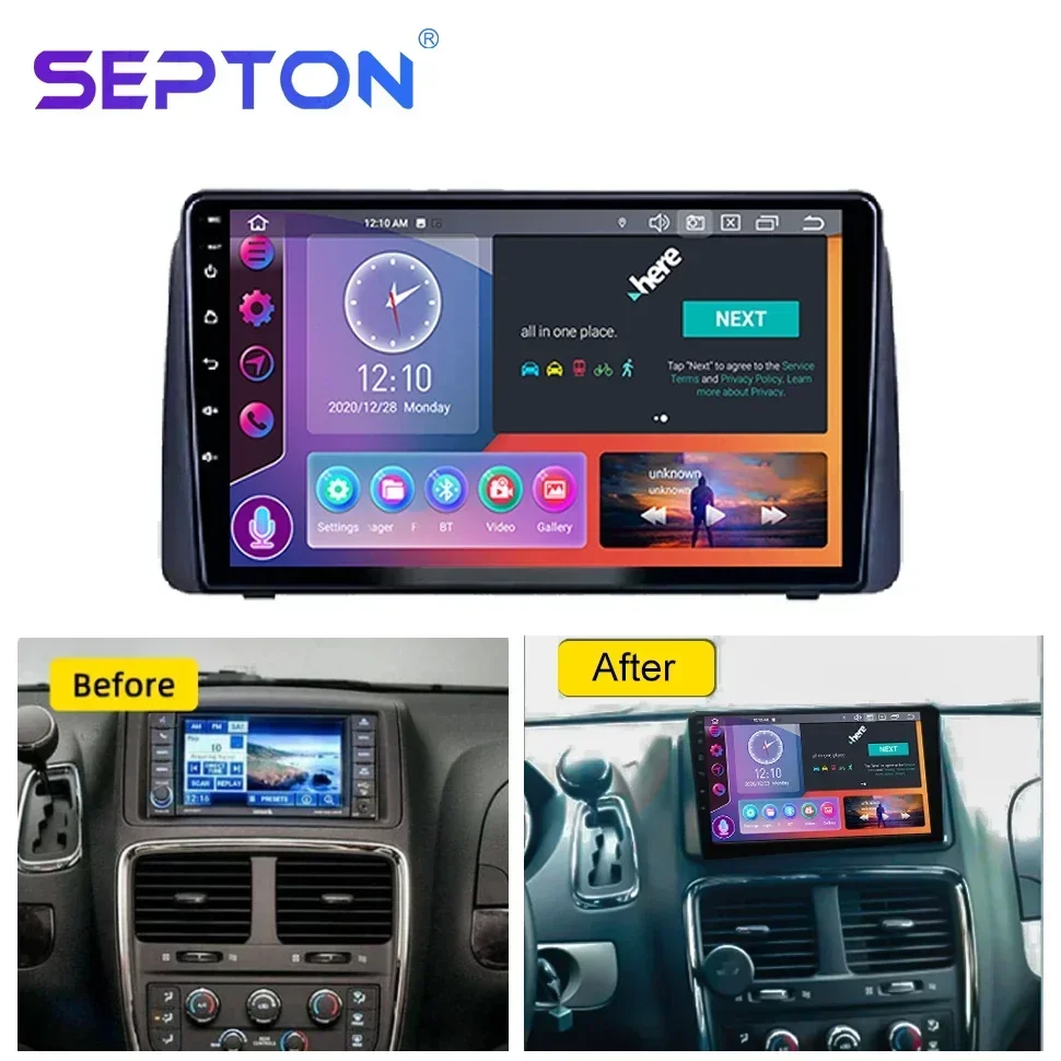 SEPTON Car Radio for Chrysler Grand Voyager 5 2011 - 2015 for Dodge Grand Caravan 2008-2020 Automotive Multimedia Android Auto