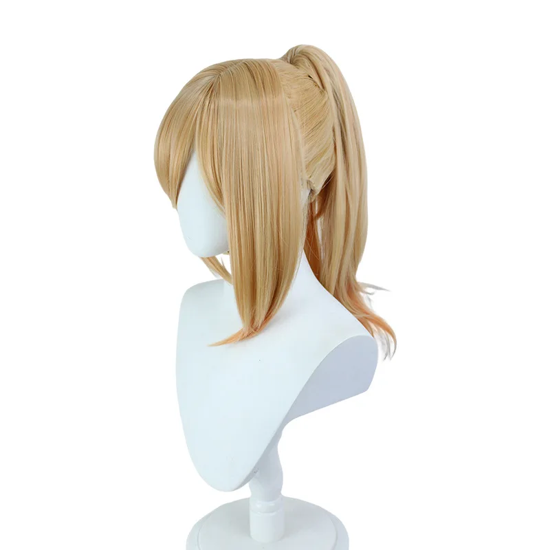 Similler Synthetic Anime Cosplay Wigs Straight Long Hair Heat Resistance Game Cos with Ponytail Ash Blonde