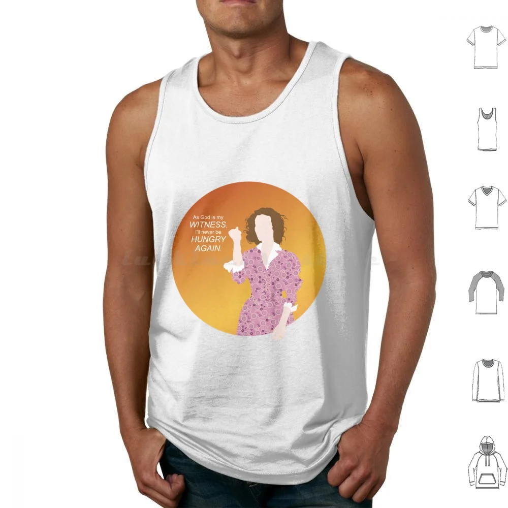 Como Deus é meu testemunha, nunca mais vou ficar com fome! Camisetas sem mangas com estampa de filmes antigos, Girl Power, filme clássico, Scarlett Ohara