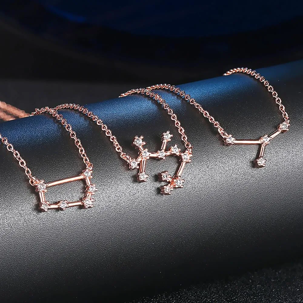 12 علامات زودياك كوكبة قلادة للنساء هدية عيد ميلاد المختنق سلسلة على الرقبة اكسسوارات خاتم هدايا مجوهرات أنيقة N623