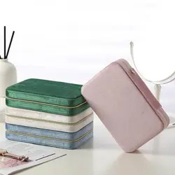 Zipper Velvet Jewelry Box Dustproof with Two Removable Dividers Jewelry Display Box Large Capacity Jewelry Storage Case Necklace