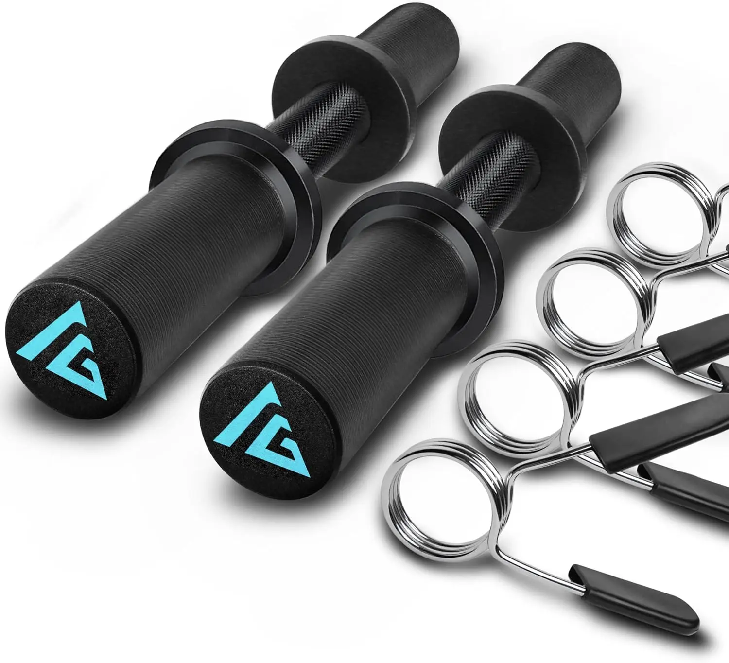 Home Gym Strength Training, Steel Dumbbell Handle, Silver Color, Loadable for 2-inch Olympic Weight Plates with Spring Collars