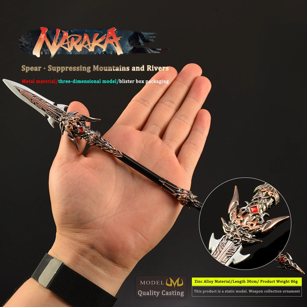 30 cm Naraka Bladepoint Zhenshan Rivier Lange Speer Wapen Periferie Model Legering Decoratie Ornament Props Verjaardagscadeautjes Speelgoed Jongens