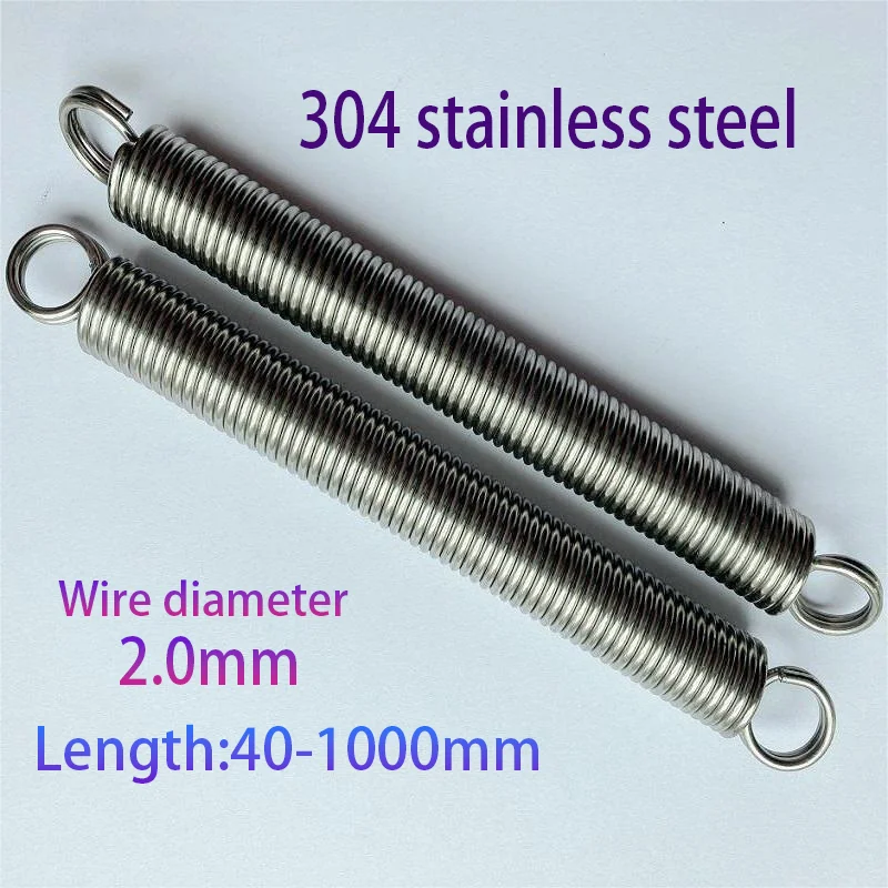 304 Stainless Steel Pull Spring Double Loop Closed Hook Stretch Spring,wire Dia2.0mm,outerdia12/14/15/16/17/20mm,length40-260mm