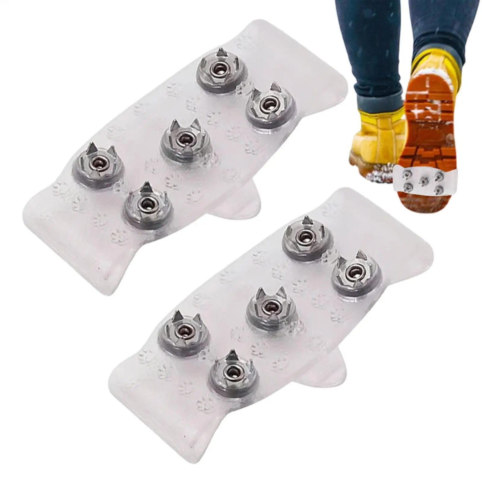 Ice Grips for Shoes 5-Tooth Footwear Crampons Walking Ice Traction Cleats for Hiking Climbing Walking Skiing Camping Travel