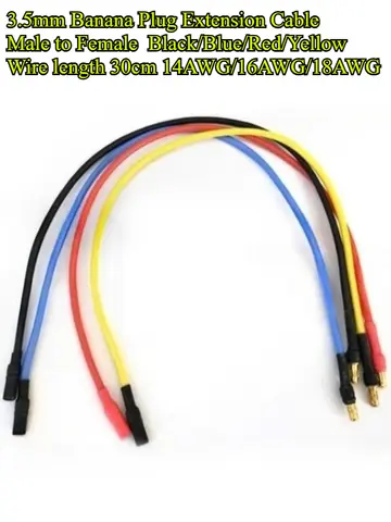 14AWG 16AWG 18AWG 3,5mm conector tipo bala dorado Cable de extensión de clavija de plátano Cable macho hembra 30cm para Motor sin escobillas de barco de coche RC