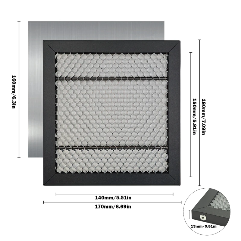 Laser honeycomb workbench suitable for CO2 laser engraving and cutting machine CNC honeycomb plate bed DIMIFUN D9 170*180MM