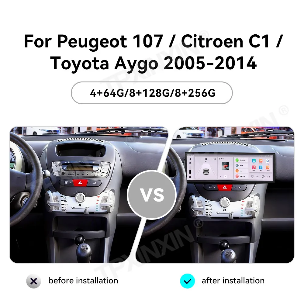 For Peugeot 107 Citroen C1 Toyota Aygo 2005-2014 Android Car Radio Multimedia Video Autoradio Stereo GPS Navigation Head Unit