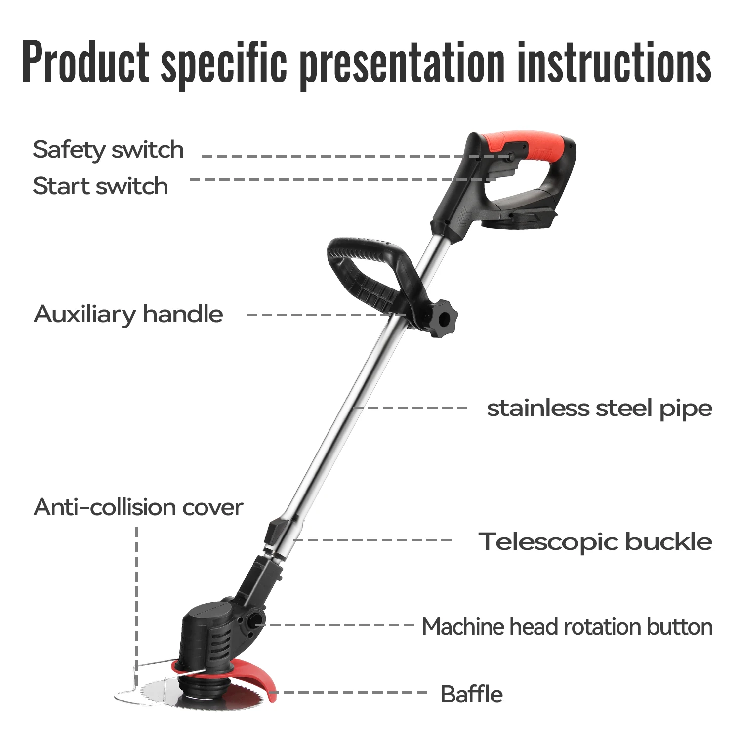 Lithium Electric Grass Trimmer Cordless Lawn Mower With Wheels Portable Grass Cutter Garden Pruning Power Tools view 4