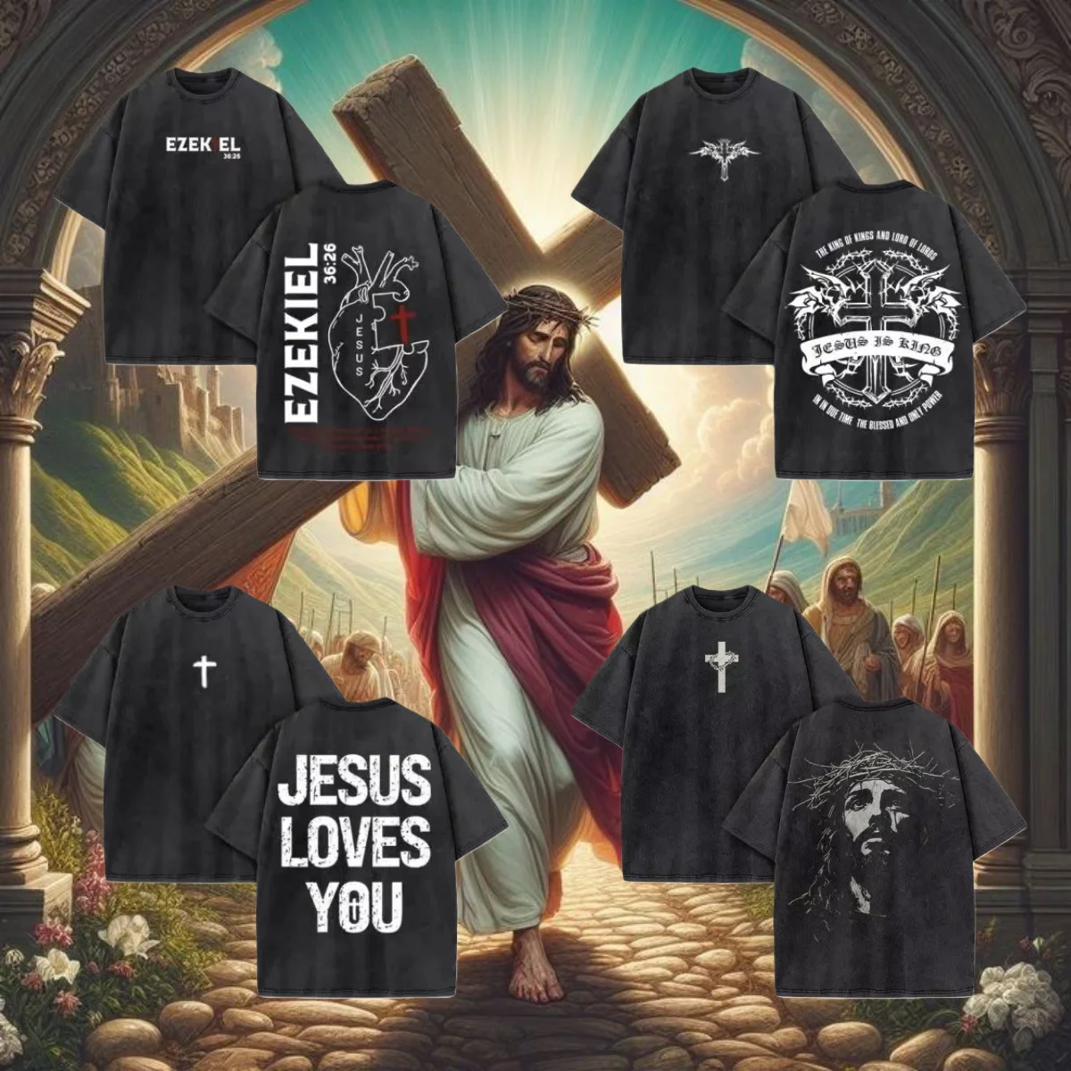 

Men's Washed T Shirt Christian Summer Loose Version Casual T Shirt Cotton Christian Vintage T Shirt Y2K Harajuku Style Unisex