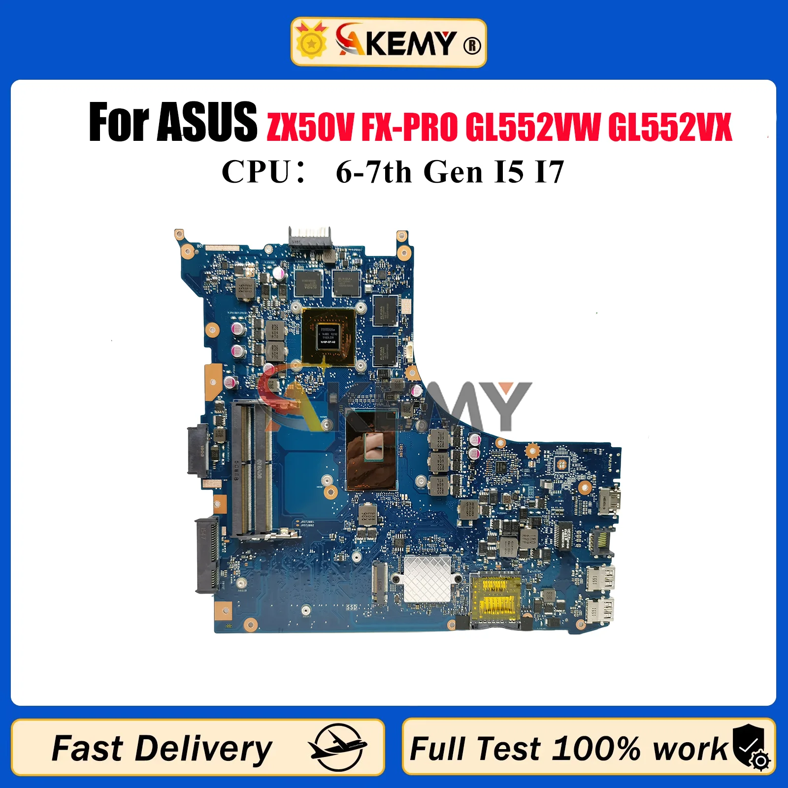 

GL552VX Laptop Motherboard For ASUS ROG GL552V ZX50V FX-PRO GL552VXK GL552VX Notebook Mainboard With I5 I7 CPU 100% tests OK stk