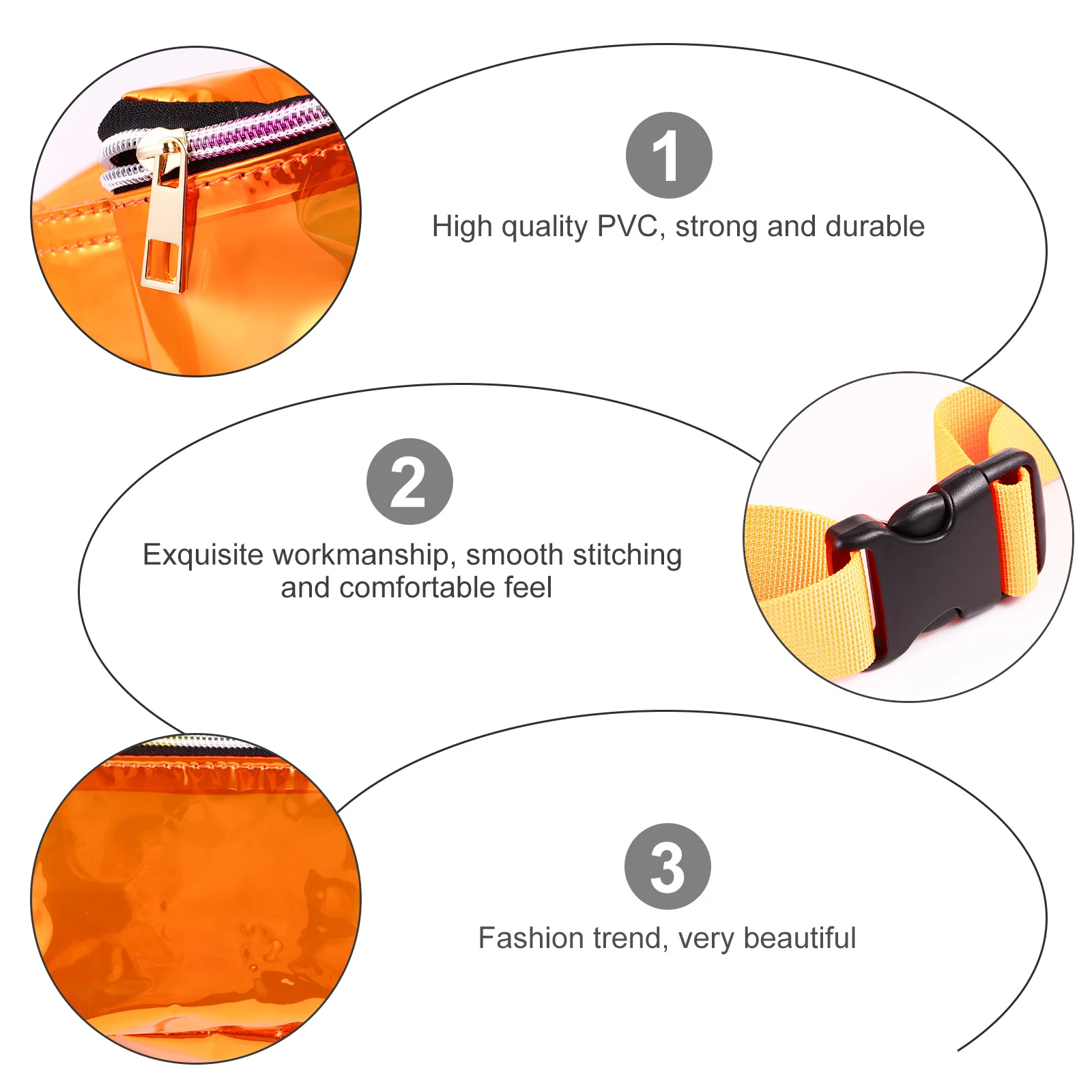 

1pc Pvc Laser Waist Bag Transparent Waterproof Chest Bag For Women Adjustable Sling Fanny Pack Scratch Resistant Smooth Zipper