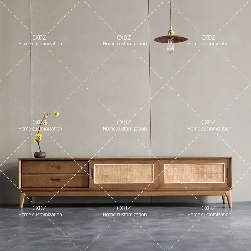 Simple Japanese Style TV Cabinet Living Room Strip Storage Unit Tea Table Console Household Media Center Organizer Furniture