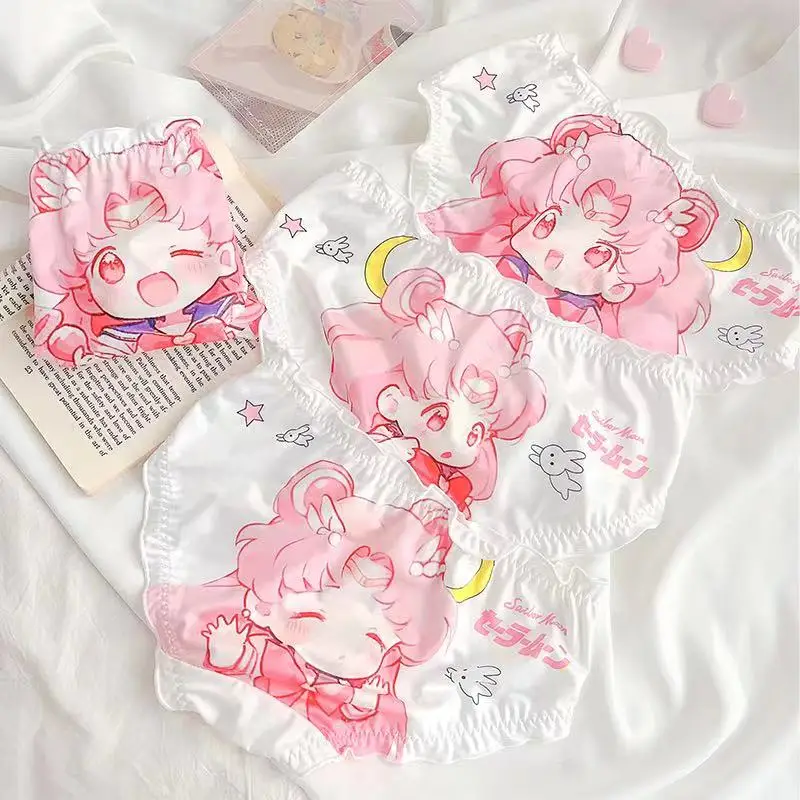 Kawaii Girl Lingerie Panty Underwear Women Panties Heart Cotton Underwear Cute Lolita Cartoon Printed Sexy Anime Brief for Girls