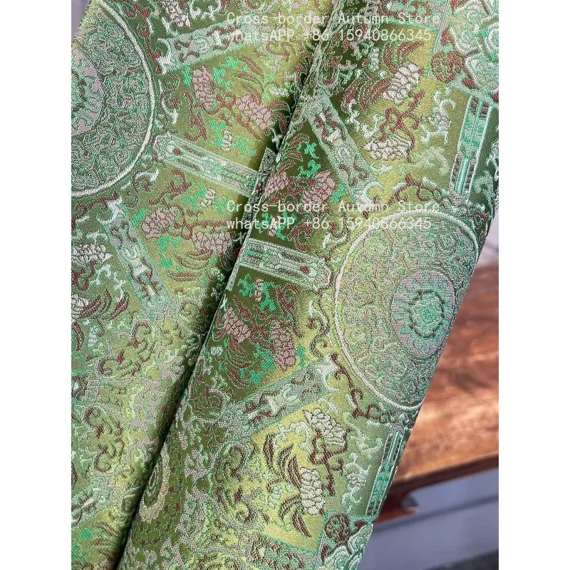 Green caisson pattern rectangular double-sided tea banquet, Chinese-style household table flag cloth, thermal insulation