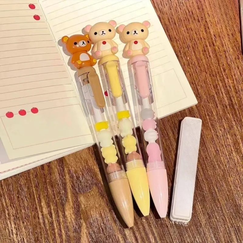 Cartoon Rilakkumas Beaded Gel Pen 0.5mm Black Ink Press Pen Signing Pen Students Exam Writing Pens Friend Birthday Gifts
