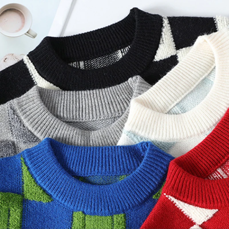 Brand Clothing Men Sweater Harajuku Fashion Knitted Hip Hop Streetwear Pullover Oversized Casual O-Neck Vintage Sweaters 4XL-M