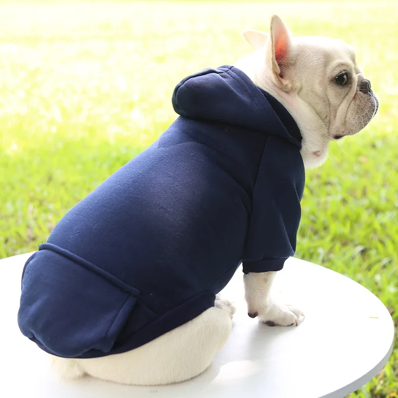 Dog Hoodies Solid Color Sweatshirts with Pocket Pet Pullover Coat Spring Autumn Clothes for Small Dogs, Puppy Cat Sport Costume