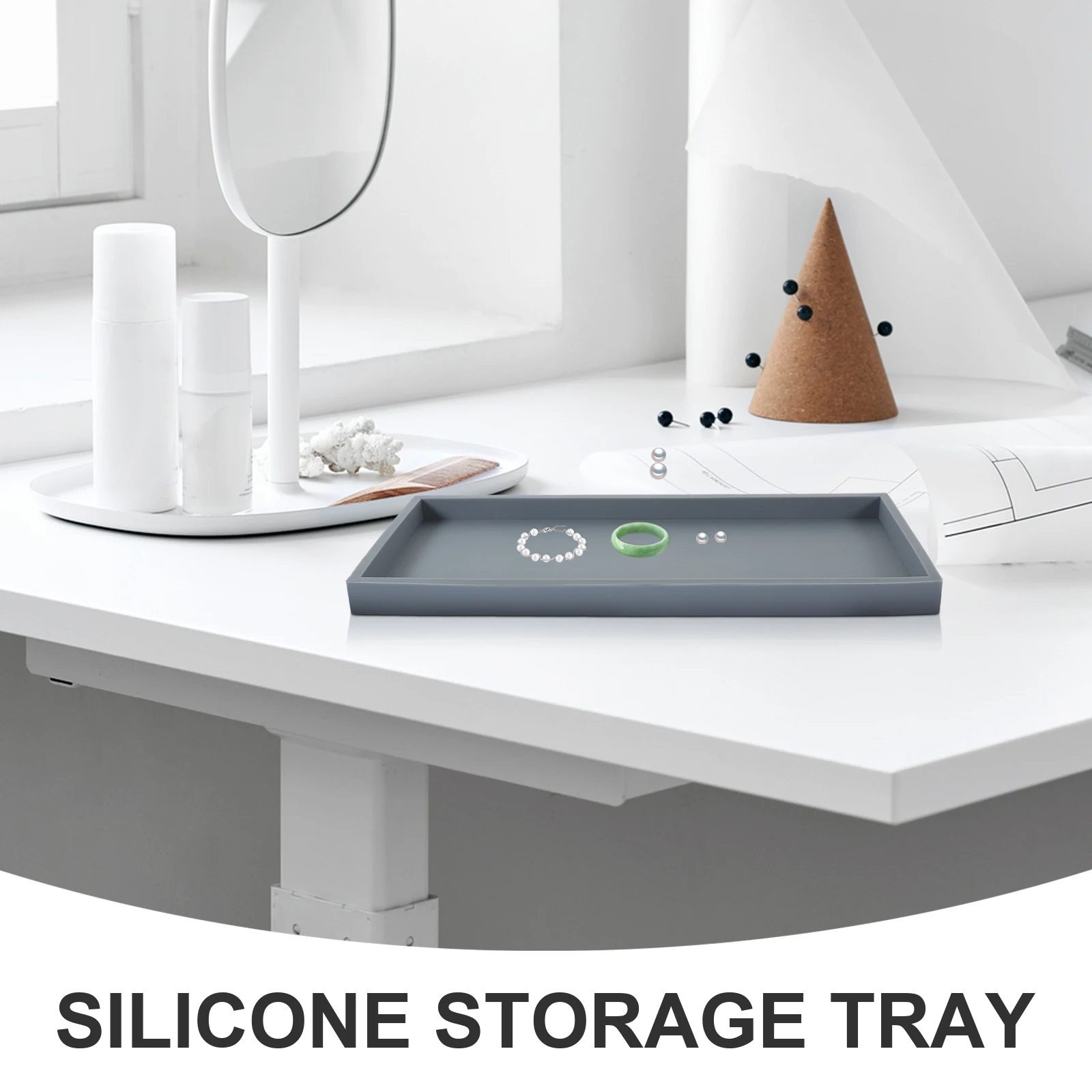 

Silicone Storage Bathroom Vanity Organizer Countertop Drying Mat Household Toiletries Holder Decorative Tray For