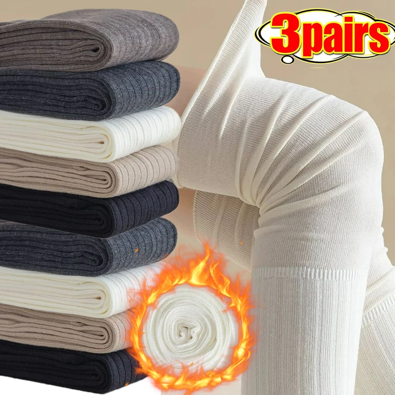 Knitted Boot Socks Autumn/Winter Thigh High Lace Cute Lolita Warm Stockings Sexy Black White Long Leg Socks for Women
