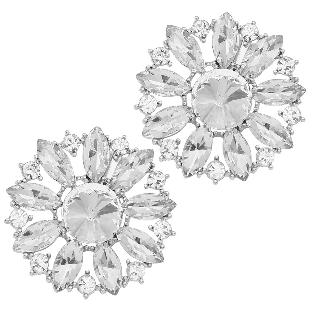 

2 Adjustable Alloy Shoe Buckles Rhinestone Decorative Clips for Bridal Prom Wedding Party Accessories Shoe Jewelry Storage