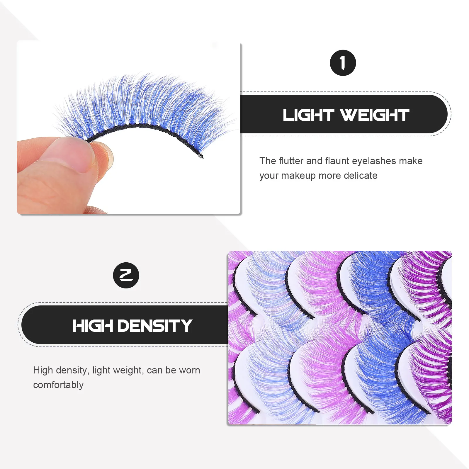

5 Pairs Colored False Eyelashes Women Fake Thick Volume Faux Natural Long Wearable lashes Night Out Dense Eyelash Makeup