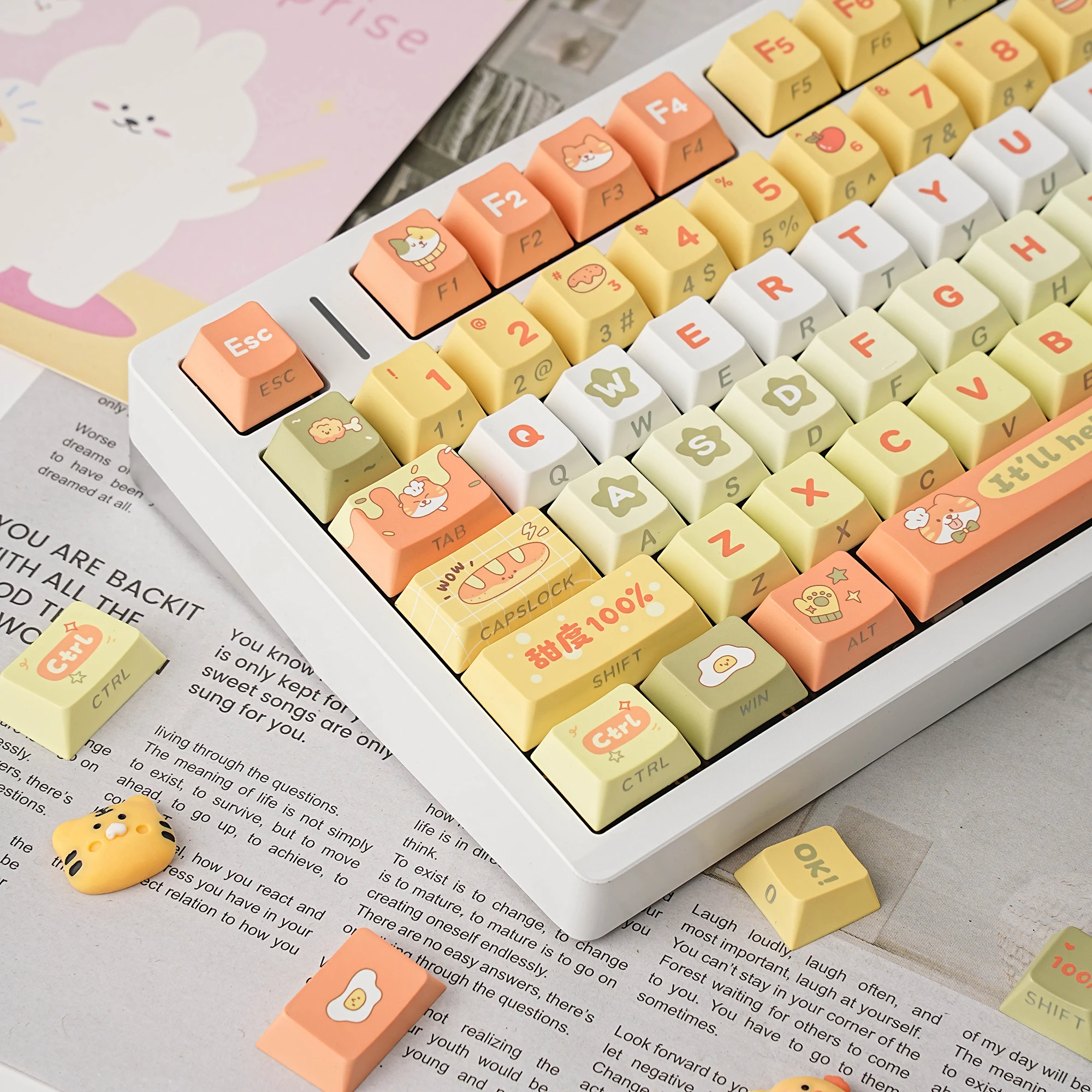 

Lucky Keycaps Dye-Sub PBT Side light Cherry Profile Spanish French German Russian For Mechanical Keyboard Festival gift