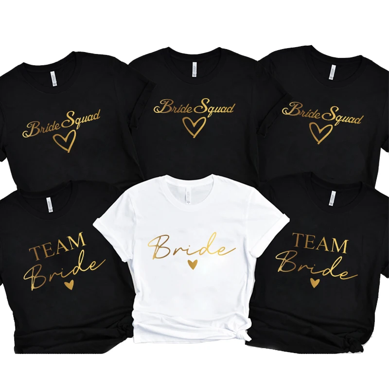 Bridal Shower Shirt for Women, Team Bride Squad Bachelorette Party Tops, Bridesmaid T-shirt, Wedding Fashion Clothes for Girls