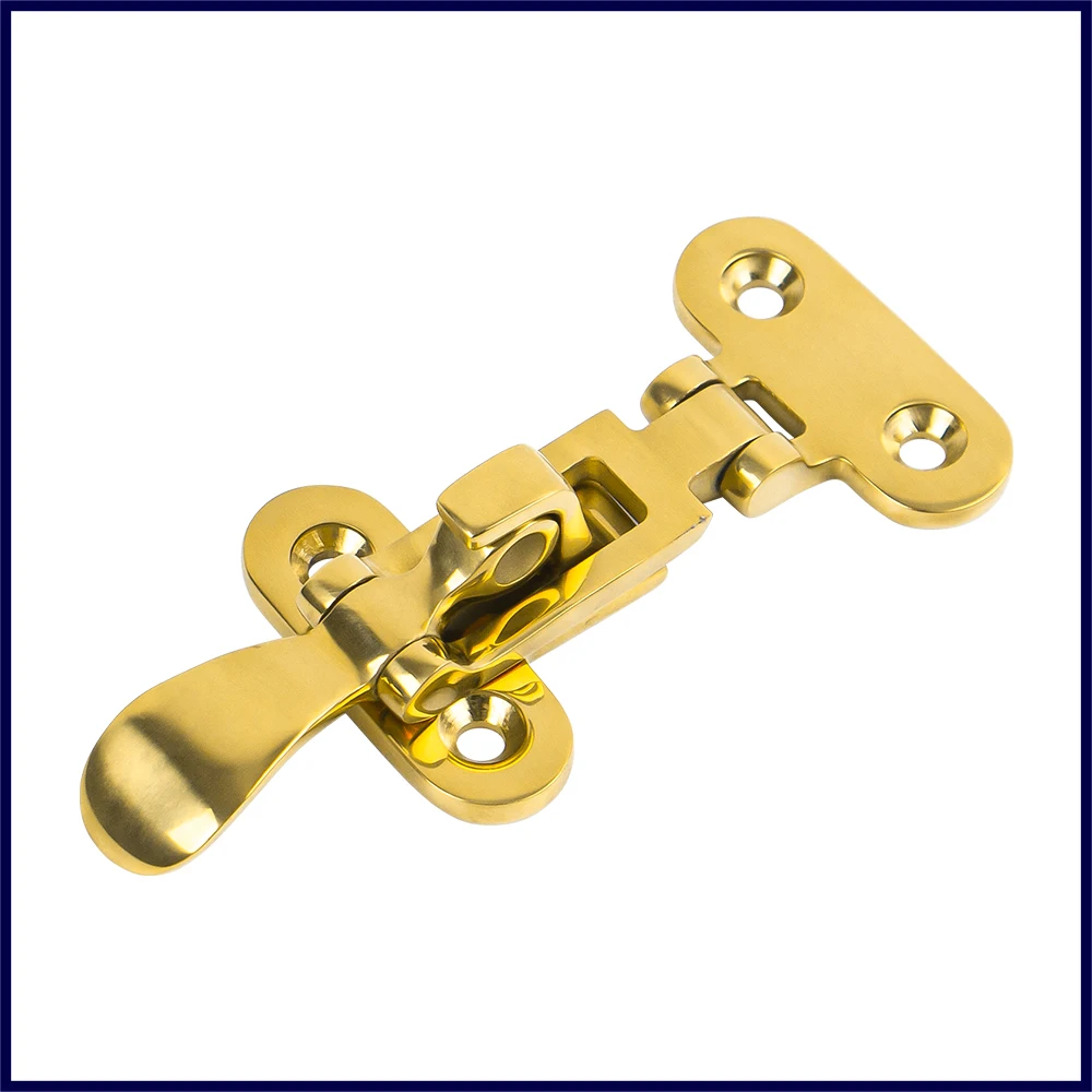 

Brass Plating 316 Stainless Steel Boat Lock Latch Deck Hasp Locker Anti-Rattle Latch Fastener Mirror Polished Marine Hardware