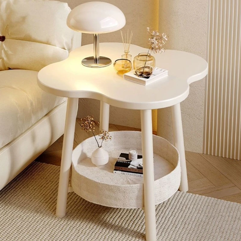 Modern Cream Tone Side Table Organizer Child Safe Rounded Corners Easy to clean Surfaces Small Furniture for Home high quality
