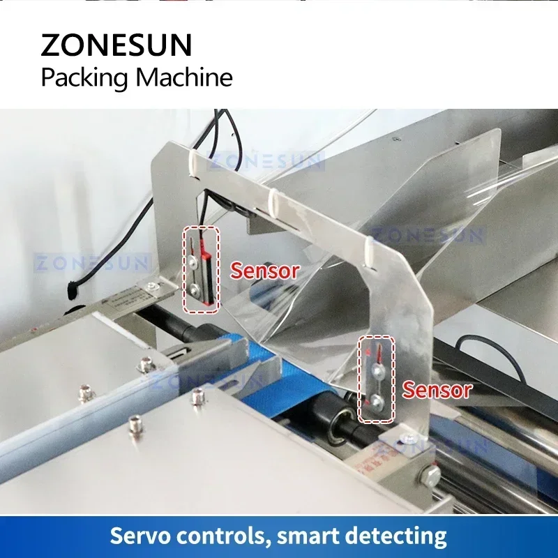 ZONESUN Horizontal Flow Wrapper Back Line Sealed Bags Cosmetic Bottle Tube  Facial Mask Tissue Bagging Machine ZS-ZB350X