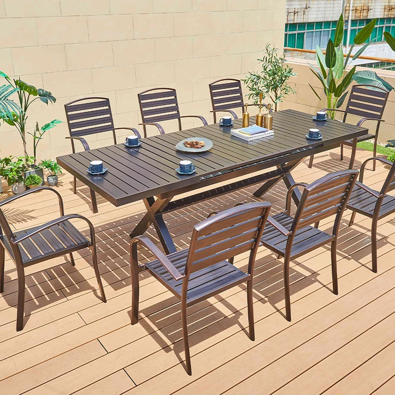 Outdoor tables and chairs combined waterproof and sun-proof courtyard outdoor leisure garden outdoor balcony