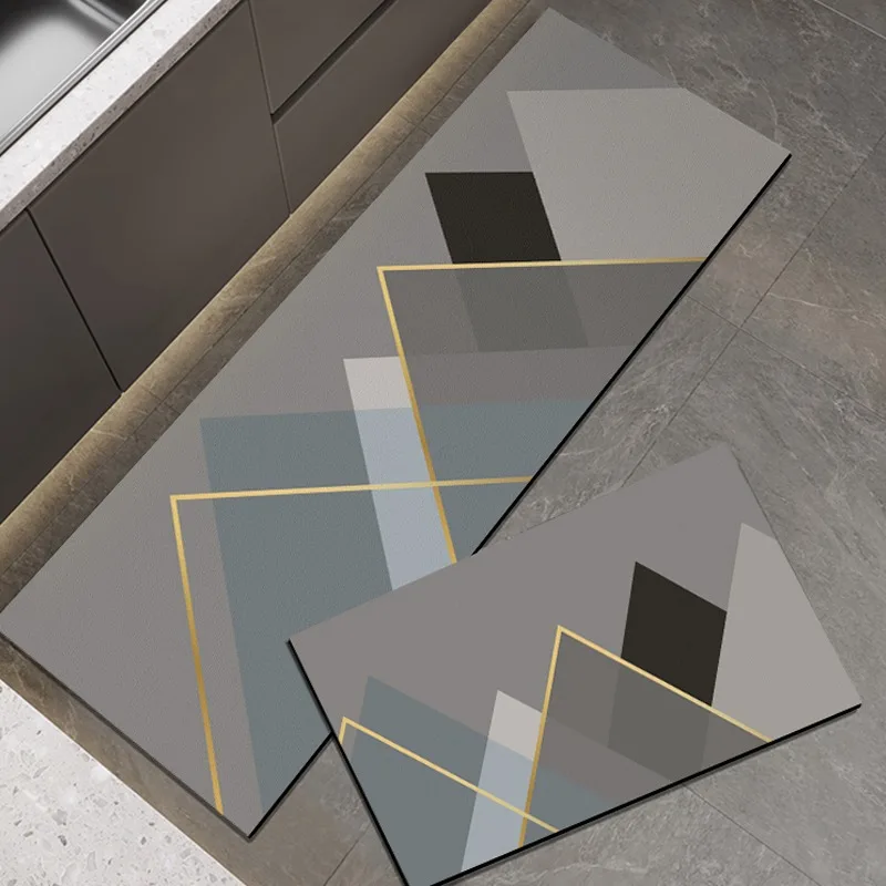 

Kitchen Floor Mat Anti-slip Oil-proof Carpet Pvc Leather Waterproof Foot Mats Gray Simplicity Modern Style Home Decoration Rugs