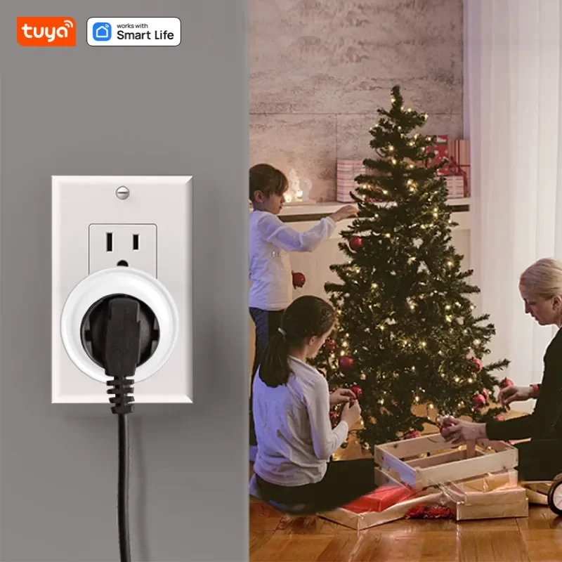 Tuya Smart Mini Smart Plug Wi-Fi Outlet Socket with Alexa and Google Home Remote Control with Timer Function No Hub Required