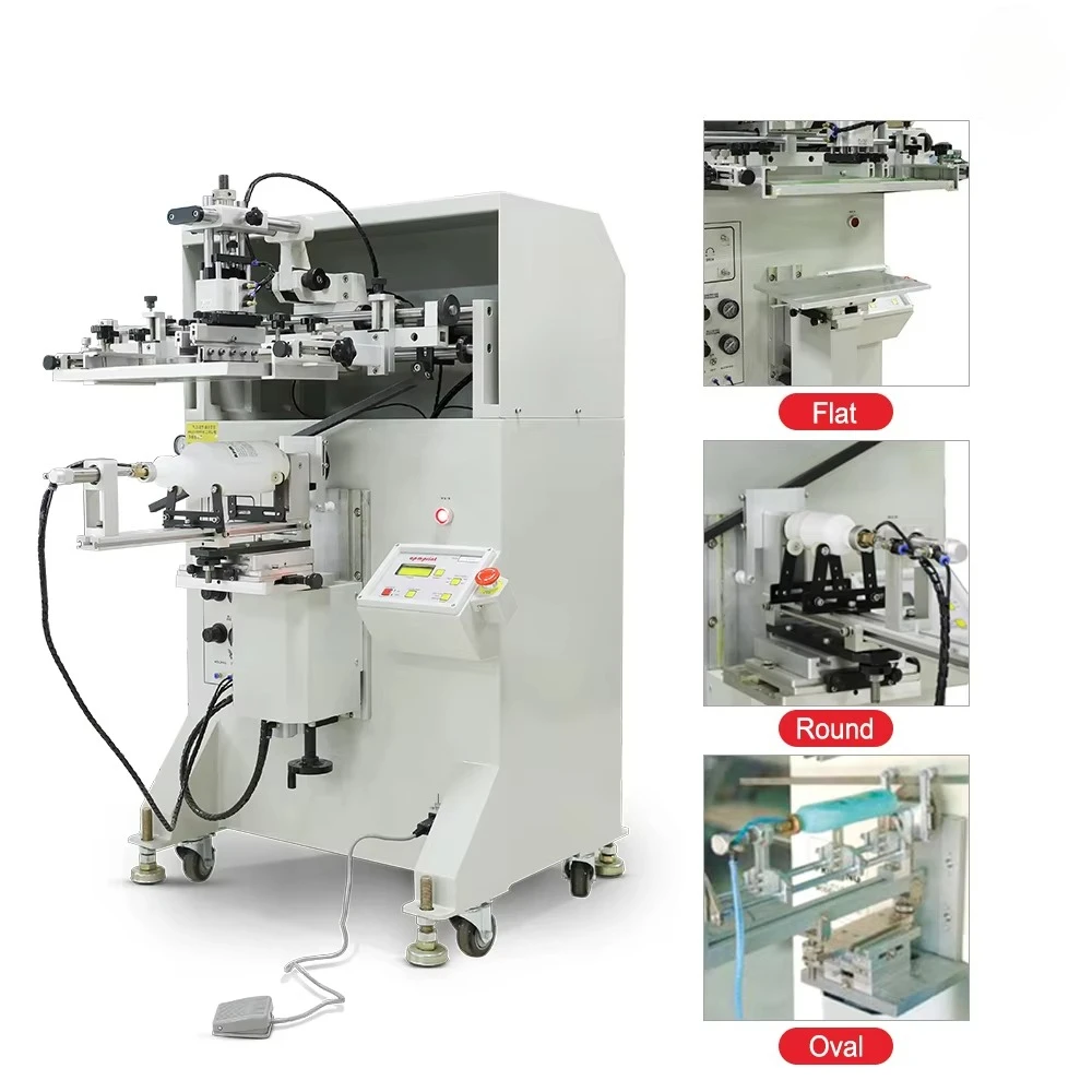 Semi Automatic Flat Vacuum Cylinder Oval Bottle Silk Screen Printing Machine Price for Cups for Glass Silk Screen Prints