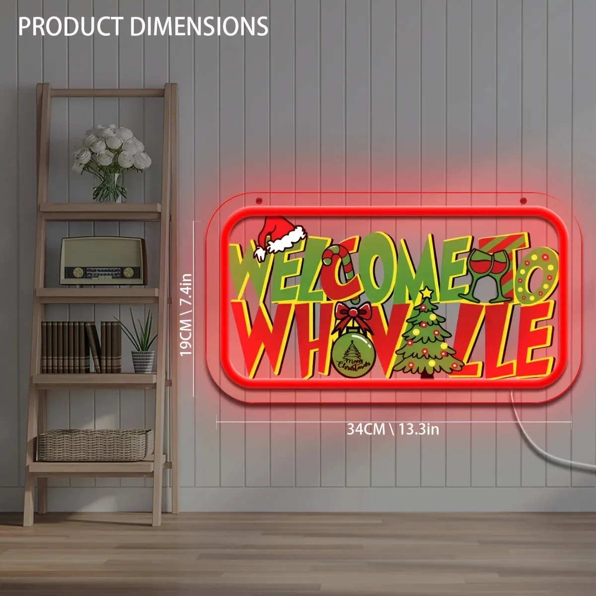

Whoville Welcome Neon Sign USB Adjustable Brightness LED Night Light Christmas Home Party Decoration Gift