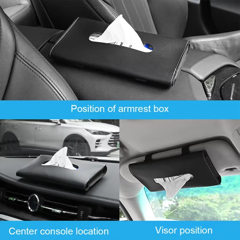 Elegant & Convenient Car Tissue and Mask Holder: Universal Sun Visor Attachment, Hygiene On-The-Go, Enhances Interior Decor
