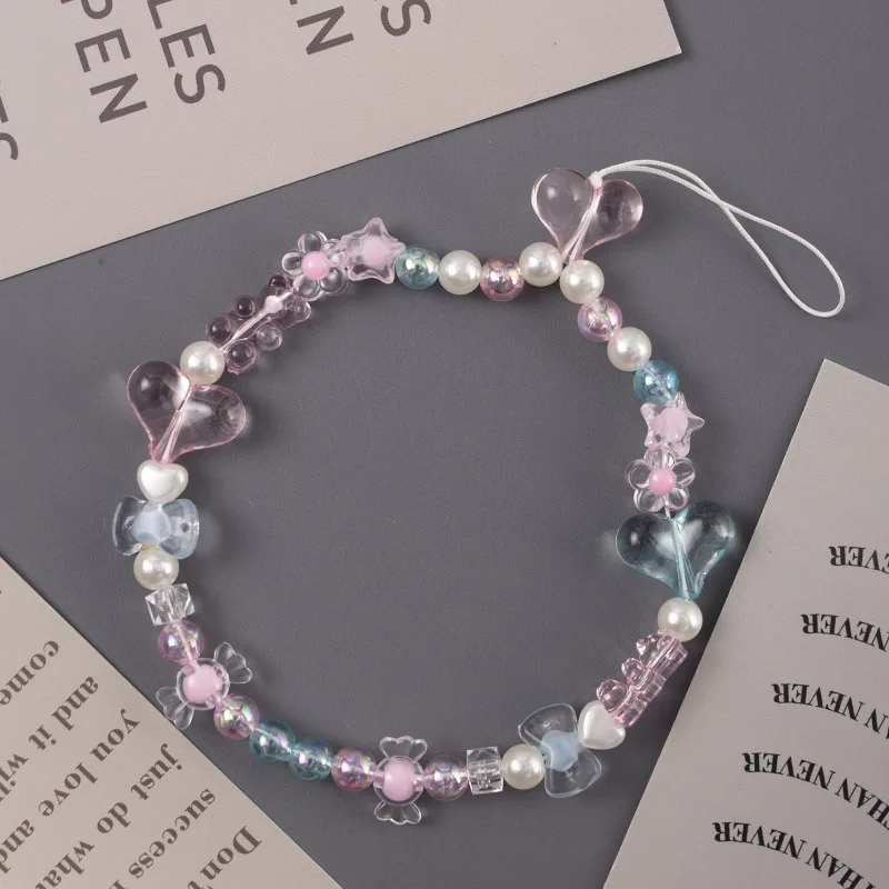 

Korean Cute Pink Heart Bowknot Flower Phone Chain keychain Pendant Cartoon Bear Phone Case Chain CCD Camera Phone Accessory