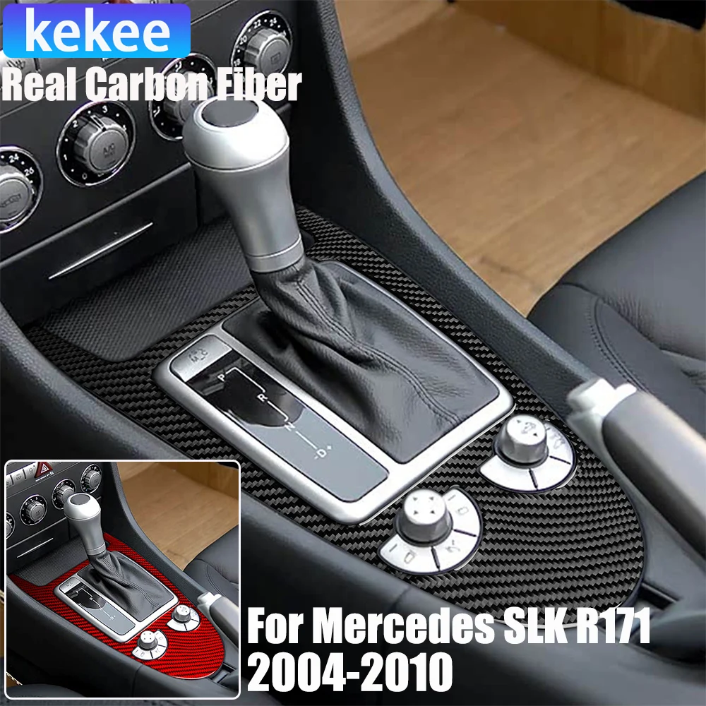 

Real Carbon Fiber Car Accessories Gear Shift Cover Soft Sticker For Mercedes Benz SLK R171 2004 2005 2006 2007 2008 2009 2010