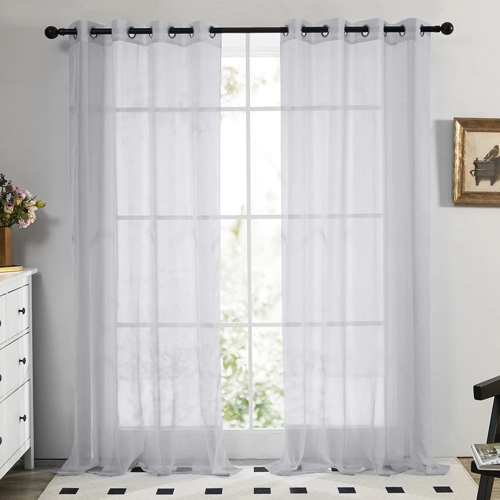 Schattierung, solide, weiße, durchsichtige Vorhänge für Wohnzimmer, Dekoration, Fenstervorhänge für die Küche, moderne Tüll-Voile-Organza-Vorhänge – Detail 17