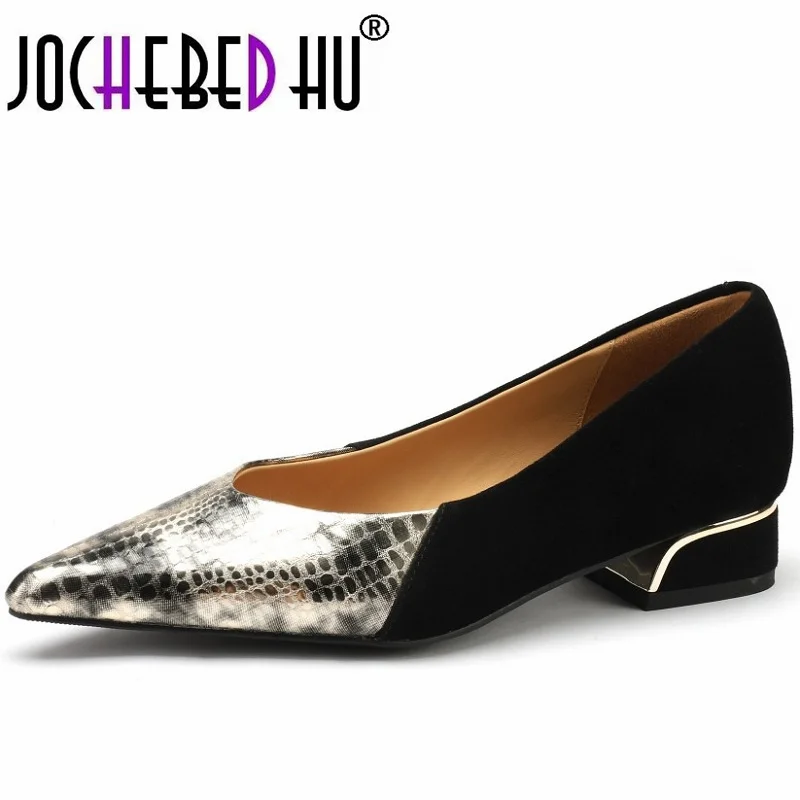 

【JOCHEBED HU】Women's Fashion Brand Pointed Toe Retro Genuine Leather Banquet Shoes Professional Work Shoes