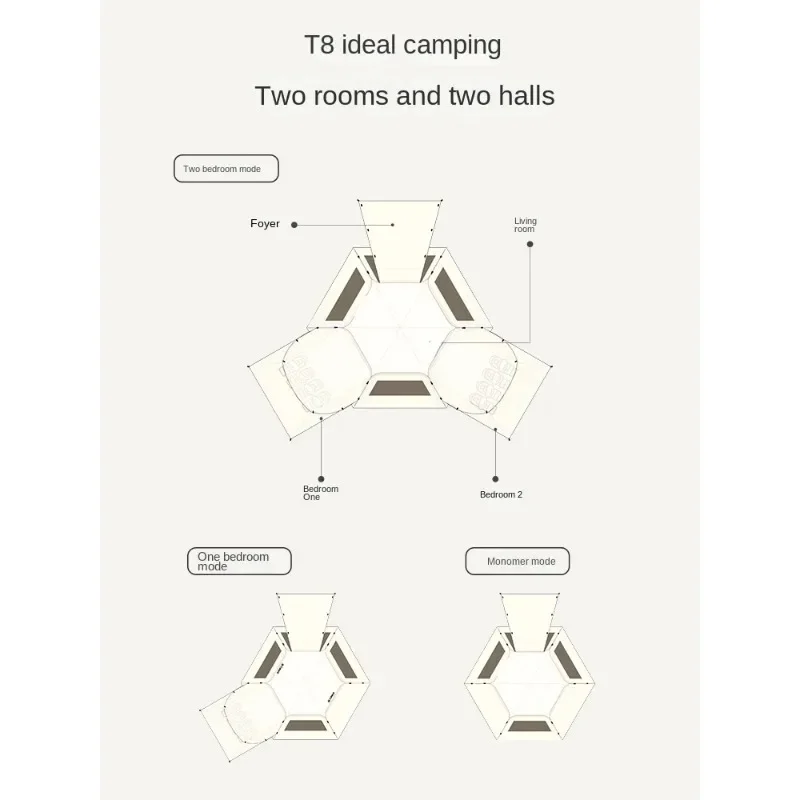 Outdoor tent two bedrooms two hall portable folding family camping picnic rain tent aluminum pole automatic tent