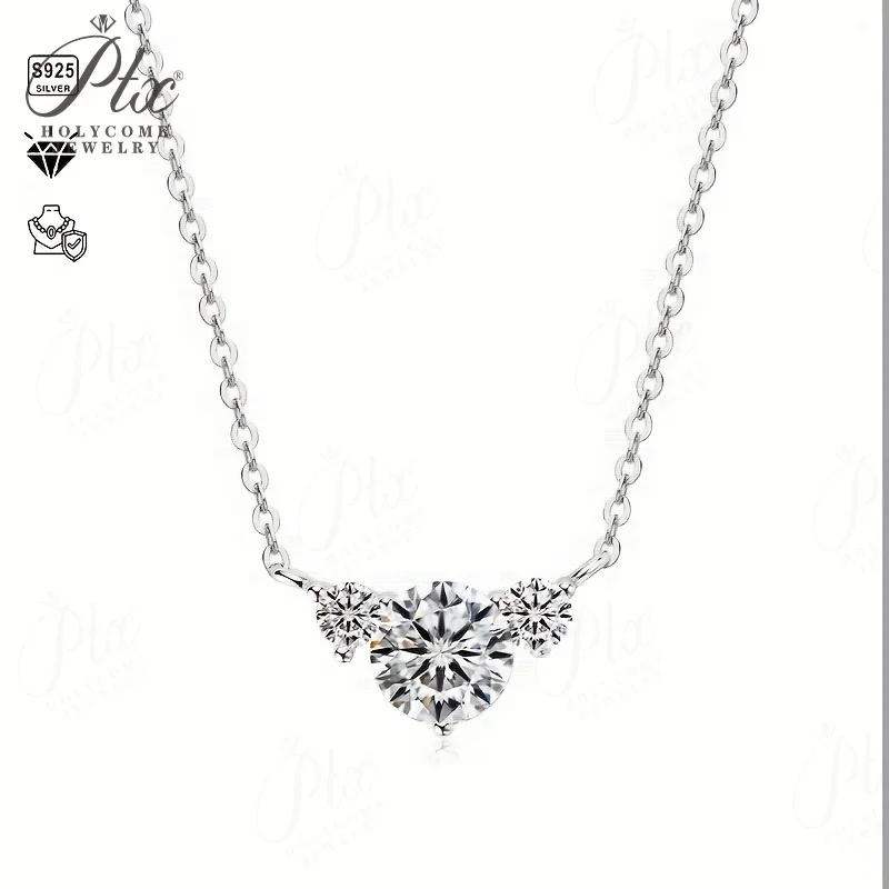 Moissanite Collarbone Chain Pendant Diamond Necklace 925 Sterling Silver Jewelry for Woman Fashionable and Versatile Charms