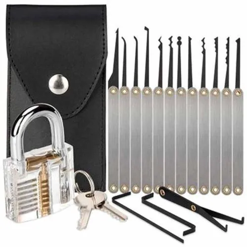 Broken Key Extractor Remove Tool With 14PCS Transparent Practice Locks Locksmith Tool