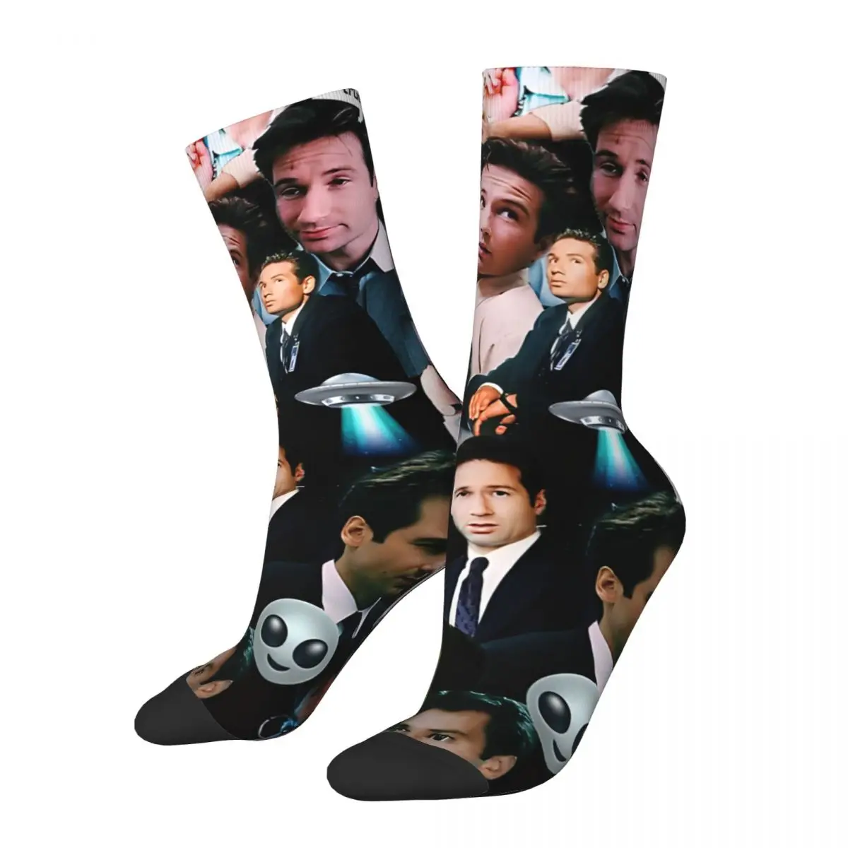 Happy Funny Men's compression Socks Mulder Collage Vintage Harajuku The X-Files Hip Hop Novelty Casual Crew Crazy Sock Gift